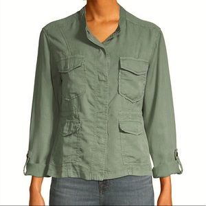 Sanctuary Anthro Army Green Utility Cuffed Shirt Jacket Lightweight Medium M